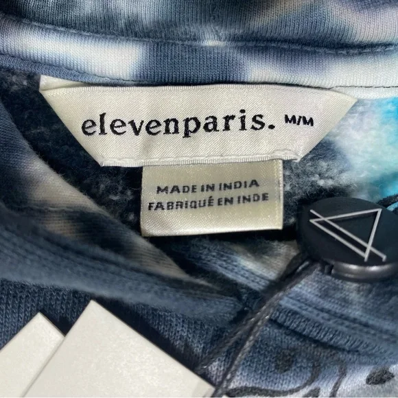 Elevenparis Pullover Hoodie M Multicolor Tie Dye Blue 100% Cotton NWT - Picture 2 of 10